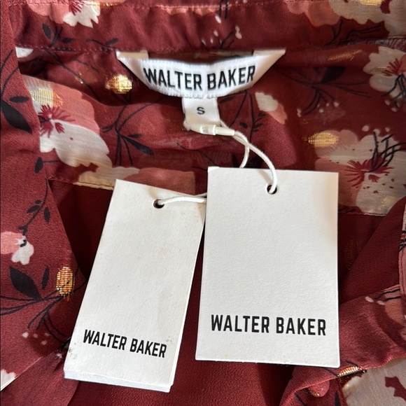 Walter Baker Smith Berry Hibiscus Burgundy Floral Handkerchief Hem Mide Dress S - Picture 14 of 16